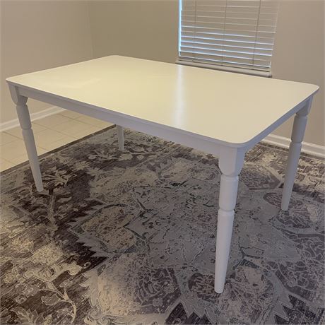 White Wood Rectangle Kitchen / Dining Table