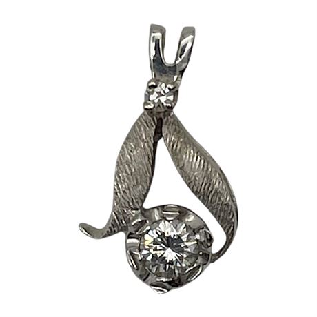 14K White Gold Diamond Pendant