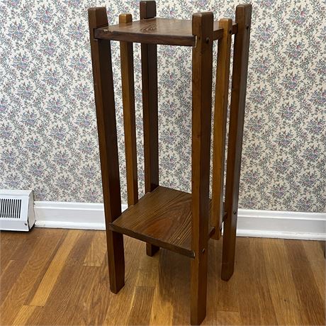 Unique Solid Wood Two Tier Plant Stand