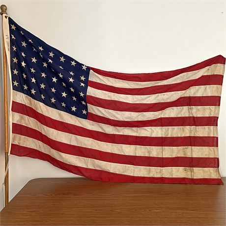 Vtg Stantest Bunting 48 Star 3’x5’ Flag on Pole