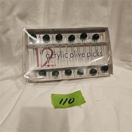 Boston Warehouse acrylic olive picks, designed for use with cocktails or appetiz