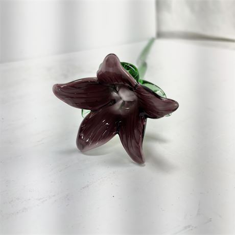 Glass Purple Long Stem Flower