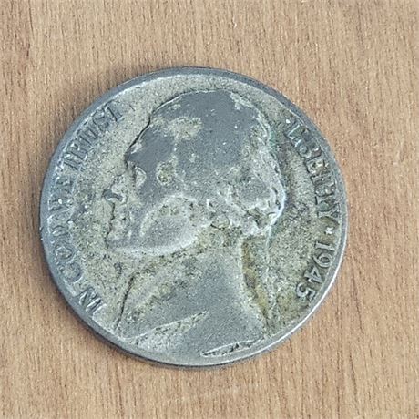 1943 P Jefferson Nickel is a "war nickel," Silver