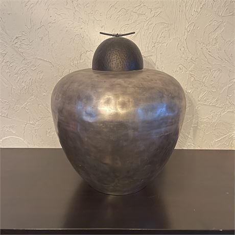 Crate & Barrel Large Silver Killian Vase with Lid