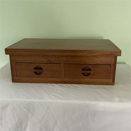 Nice Wooden 2 Drawer Box with Lift Top Storage