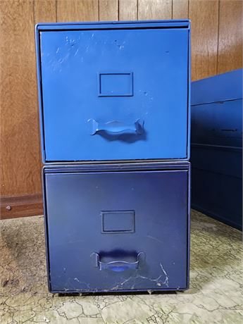 MCM Industrial File Drawers~(2) Refinished in Blue 2 of 2