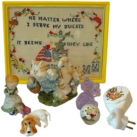 Collectibles w/ Mosser Glass Eros Lavender Clown, Miss Muffet Nightlight, Etc.