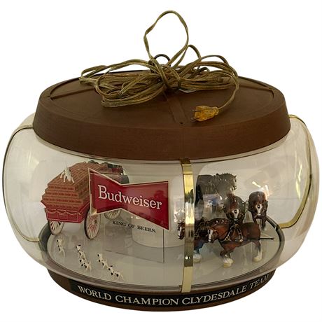 Vtg Budweiser Clydesdale Carousel Hanging Light Fixture