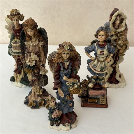 Vtg Boyds Bears and Friends Folkstone Collections Angel Figurines w/ Boxes