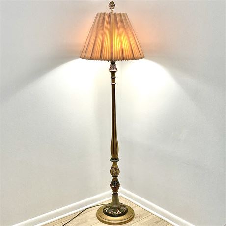 Painted Multi-tone Wood Floor Lamp