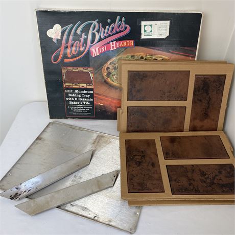 Mini Hearth Hot Bricks 6 Ceramic Baking Tiles and 12x16" Aluminum Baking Tray