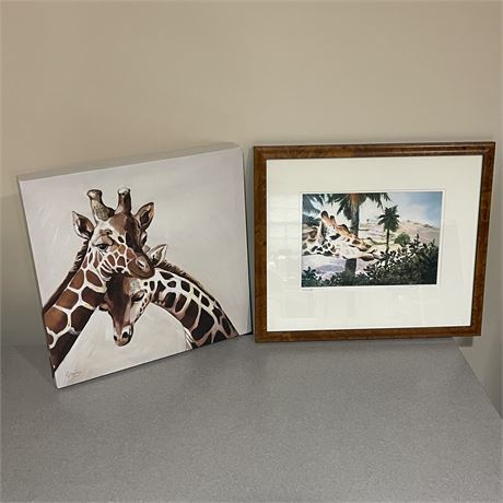 Giraffe Prints - Canvas and Framed Behind Glass