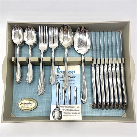 50 Pc Oneida "Whispering Sand" Fashion Manor Stainless Flatware in Tray