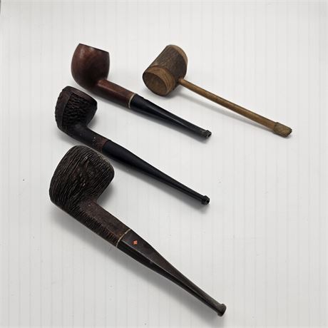 (4) Old Tobacco Pipes-Different Shapes & Sizes