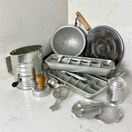 Grouping of Vintage Aluminum Kitchen Items