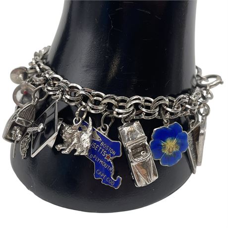 1/20 12K Gold Electroplated Charm Bracelet with 925 Sterling Silver Charms
