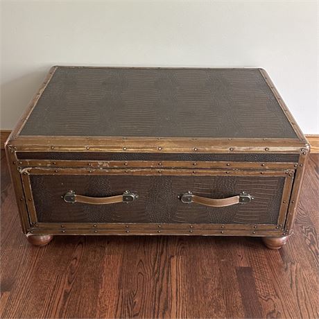 Coffee Table with Drawer Set in Faux Snakeskin - Chest Style