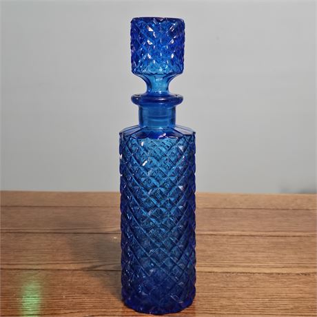 Retro 1960's Deep Blue Rossini/Empoli Bottle w/Beautiful Diamond Pattern 2of 2
