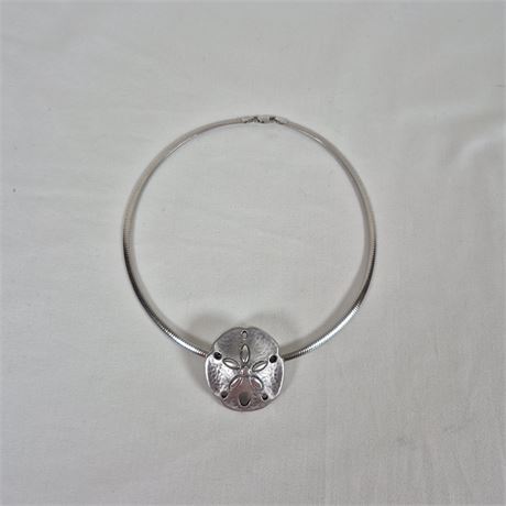 Ross-Simons Sterling Silver Sand Dollar Necklace & Omega Chain