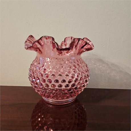 Fenton Cranberry Hobnail Vase