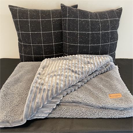 UGG Koolaburra Sherpa Throw Blanket & (2) Decorative Pillows
