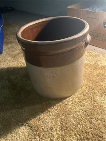 3 Gallon two-toned stoneware crock