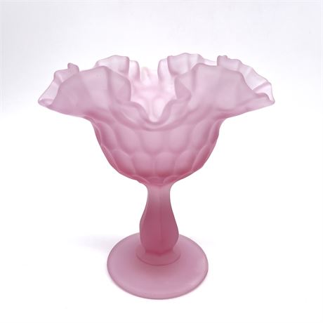 Frosted Glass Fenton Footed Compote