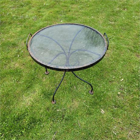 Metal and glass table