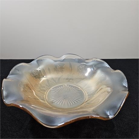 Irish & Herringbone Marigold Ruffled Glass Serving Bowl