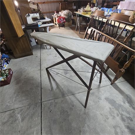 Wood Wooden Folding Metal Primitive  IRONING Iron Board 1920s