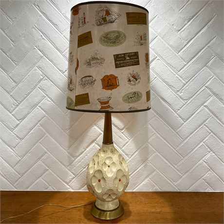 Mid Century Geometric Lamp with Colonial Print Lampshade
