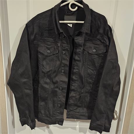 Smoke Rise Denim Co. Men's Black Distressed Look Jean Jacket Size 2X