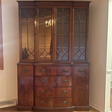 Vtg Rockford Republic Breakfront China Cabinet Secretary Desk