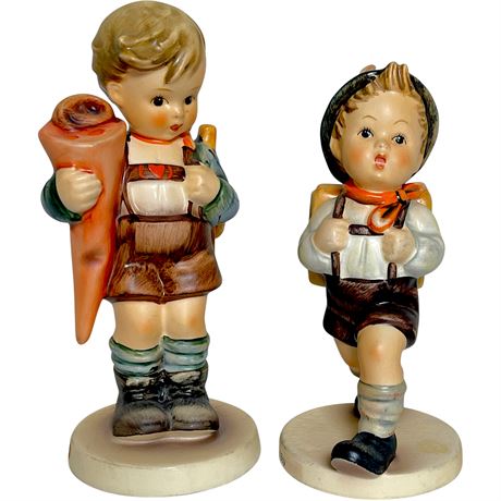 1980s Goebel Hummels "Little Scholar" & "School Boy" Figurines