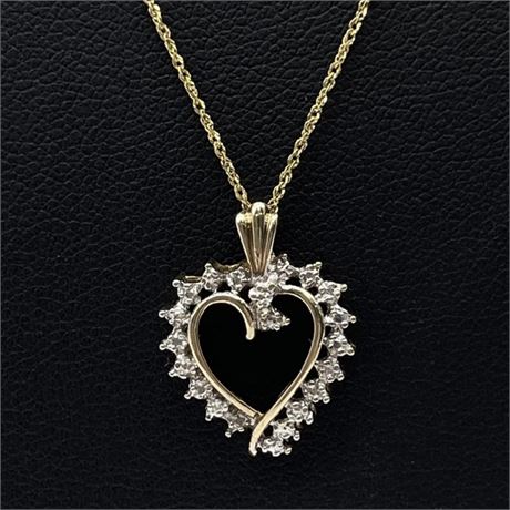 14k Yellow Gold Chain w/ 10k Gold Heart Pendant