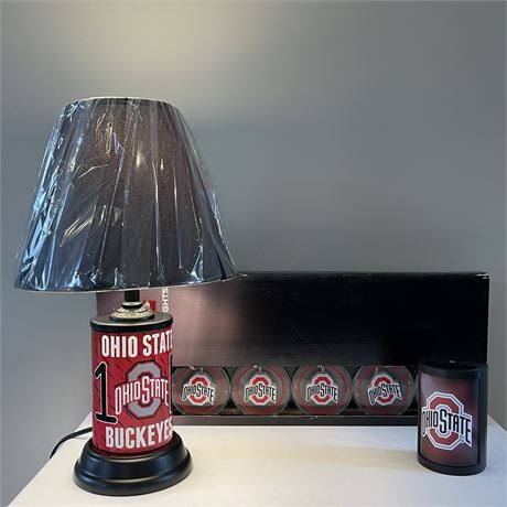 Ohio State Buckeyes Bedside Lamp, NIB String Lights, and Night-Light