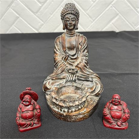 Seated Buddha Statue Tealight Holder & Miniature Figurines
