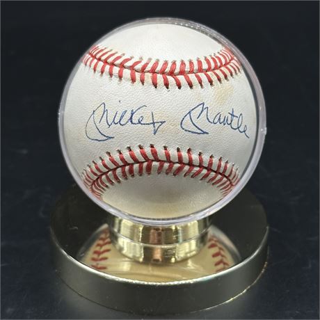 Mickey Mantle Autographed Baseball w/ Certificate of Authenticity & Display