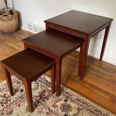 (3) Vtg Wood Nesting Side Tables