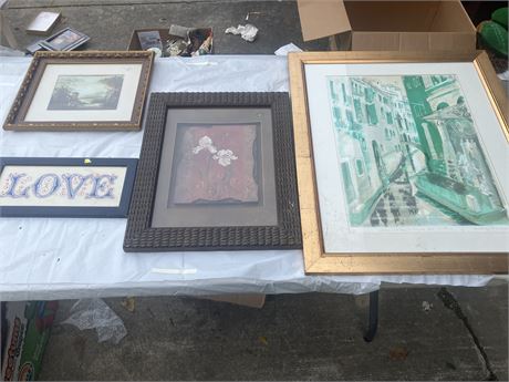 Group of framed artworks,