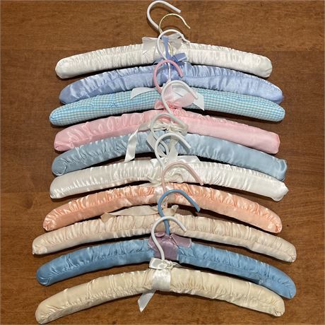 (10) Vtg Padded Satin & Cotton Hangers