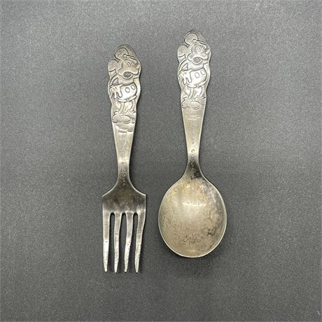 Wm. Rogers Mickey Mouse Children's Fork and Spoon Set - Silverplated