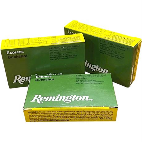 (15) Remington Express Buckshot 12 Gauge Plastic Shotgun Shells