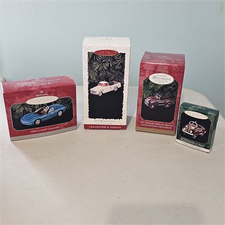 (4) Hallmark Keepsake Car Ornament Lot in Original Boxes