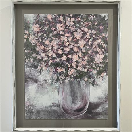 Daleno Floral Art Print in Shadow Box White Washed Wood Frame