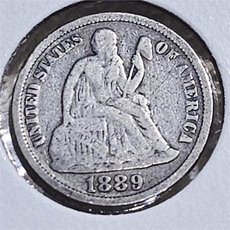 1889   Seated Liberty Silver Dime.