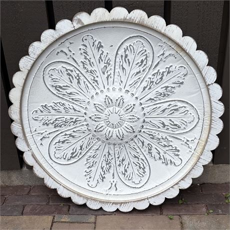 Large Galvanized Wall Hanging with Wood Trim