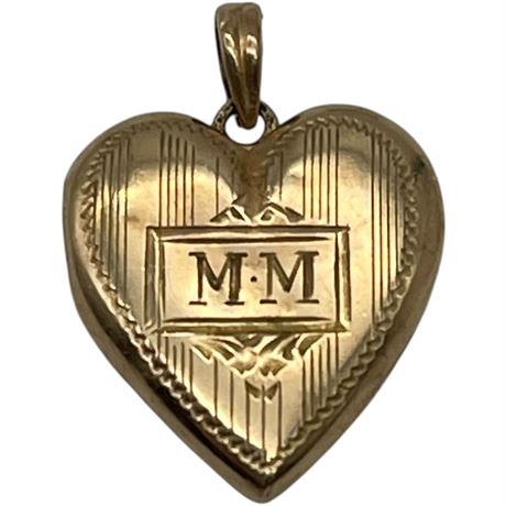 10kt Gold Heart Locket Monogrammed MM