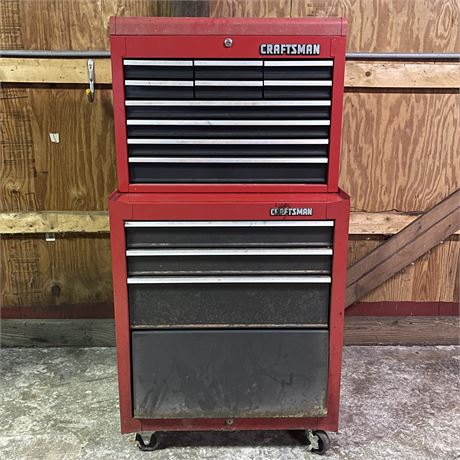 (2) Stacked Craftsman Tool Chests on Casters