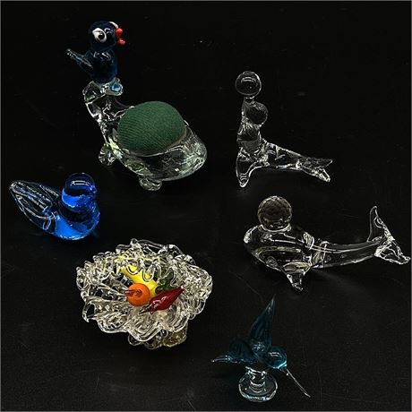 Lot of 6 Miniature Glass Collectable Figurines